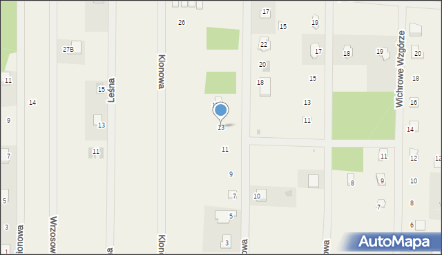 Mieroszyno, Brzozowa, 13, mapa Mieroszyno