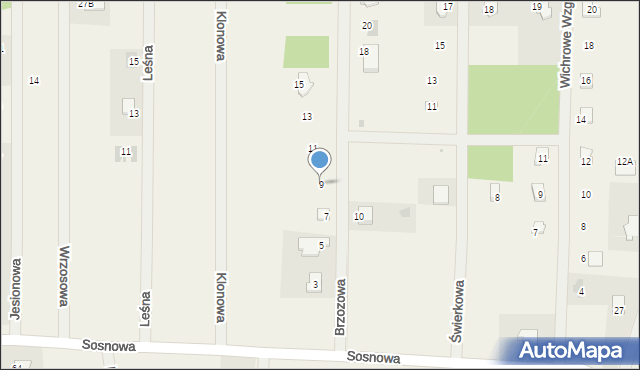 Mieroszyno, Brzozowa, 9, mapa Mieroszyno