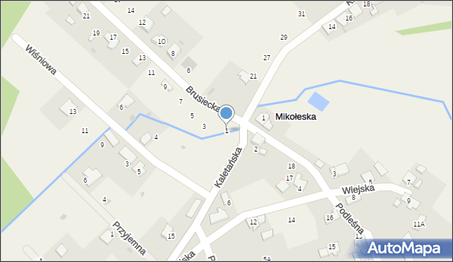 Mikołeska, Brusiecka, 1, mapa Mikołeska