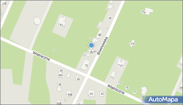 Milanówek, Brwinowska, 50, mapa Milanówek