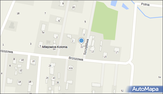 Milejowice, Brzozowa, 11, mapa Milejowice