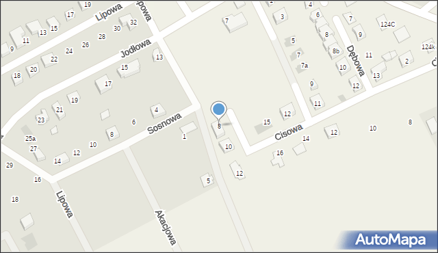 Milików, Brzozowa, 8, mapa Milików