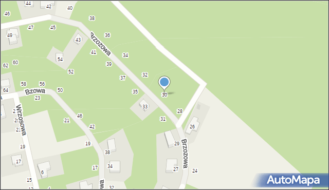 Miłoszyce, Brzozowa, 30, mapa Miłoszyce