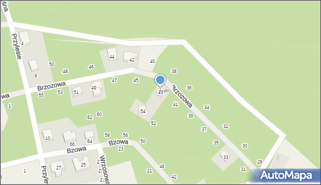 Miłoszyce, Brzozowa, 43, mapa Miłoszyce