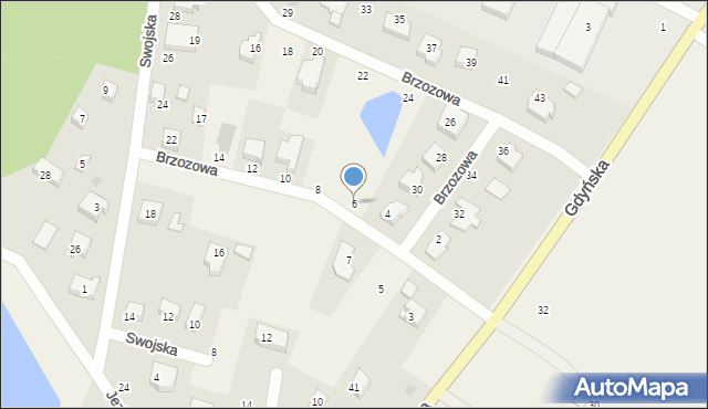 Miszewko, Brzozowa, 6, mapa Miszewko