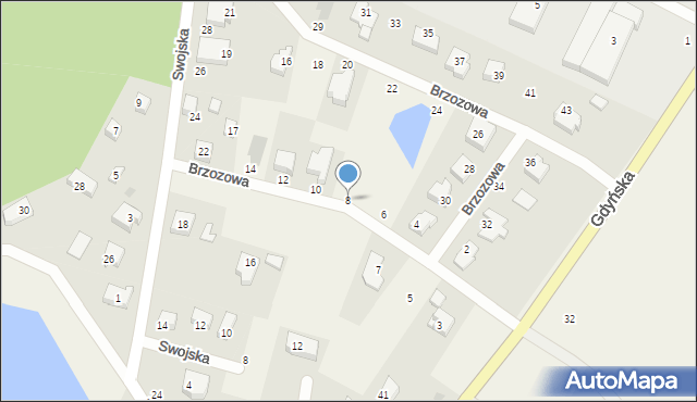 Miszewko, Brzozowa, 8, mapa Miszewko