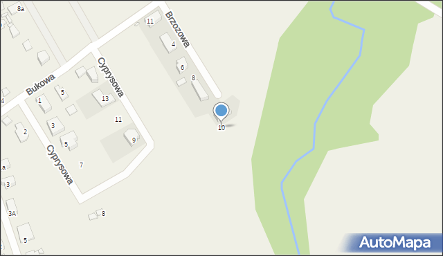 Modrzyca, Brzozowa, 10, mapa Modrzyca