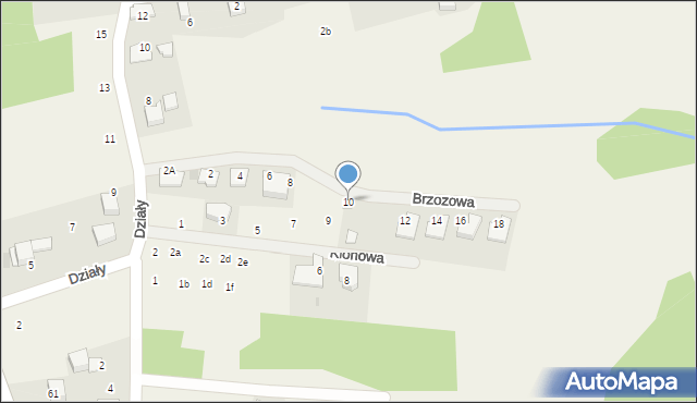 Mogilany, Brzozowa, 10, mapa Mogilany