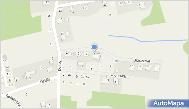 Mogilany, Brzozowa, 6, mapa Mogilany