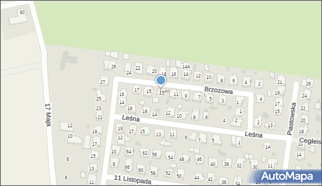 Mogilno, Brzozowa, 13, mapa Mogilno