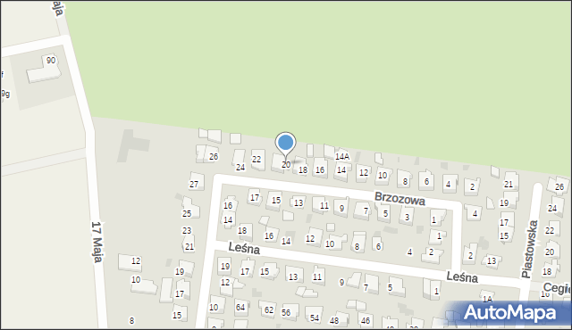 Mogilno, Brzozowa, 20, mapa Mogilno
