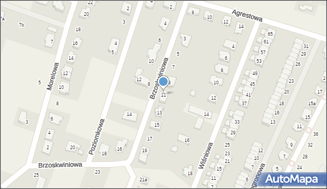 Mokronos Dolny, Brzoskwiniowa, 11, mapa Mokronos Dolny