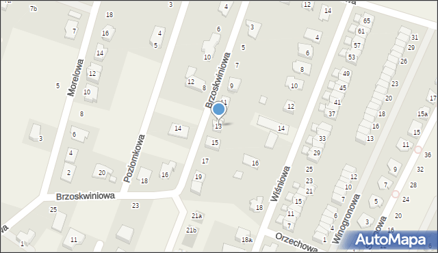 Mokronos Dolny, Brzoskwiniowa, 13, mapa Mokronos Dolny
