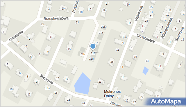 Mokronos Dolny, Brzoskwiniowa, 21f, mapa Mokronos Dolny