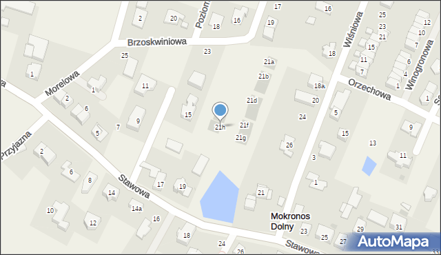 Mokronos Dolny, Brzoskwiniowa, 21h, mapa Mokronos Dolny
