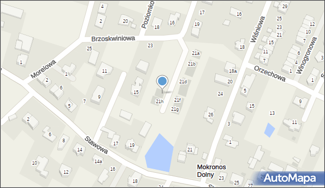 Mokronos Dolny, Brzoskwiniowa, 21j, mapa Mokronos Dolny