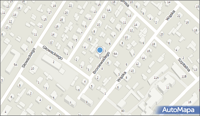 Mońki, Broniewskiego Władysława, 1, mapa Mońki