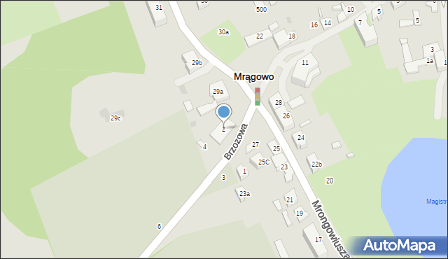 Mrągowo, Brzozowa, 2, mapa Mrągowo