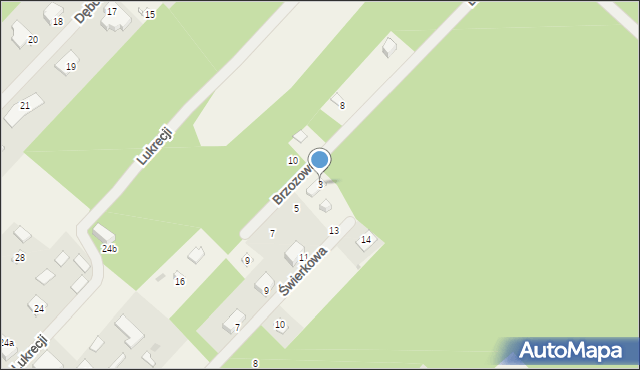 Musuły, Brzozowa, 3, mapa Musuły