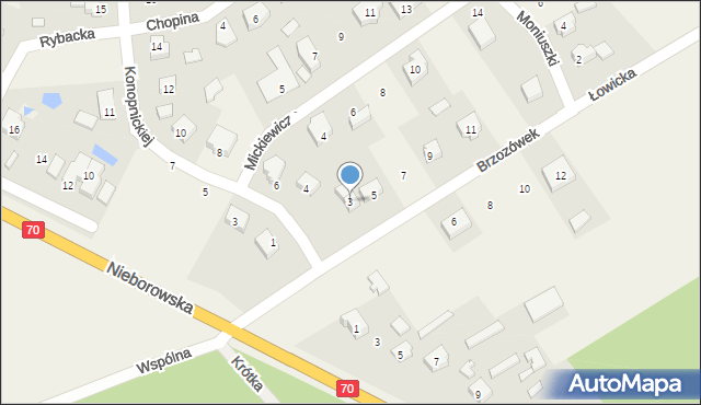 Mysłaków, Brzozówek, 3, mapa Mysłaków