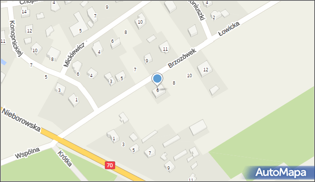 Mysłaków, Brzozówek, 6, mapa Mysłaków