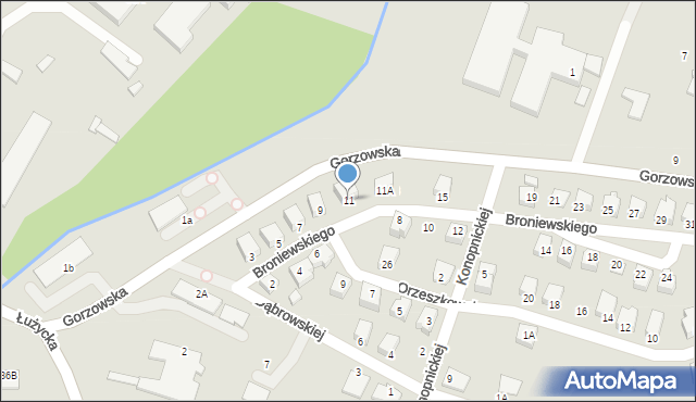 Myślibórz, Broniewskiego, 11, mapa Myślibórz