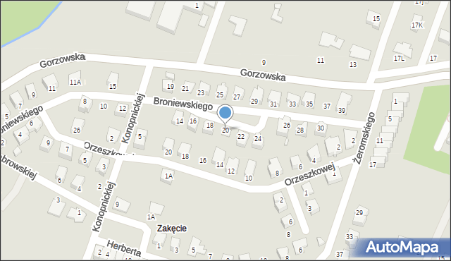 Myślibórz, Broniewskiego, 20, mapa Myślibórz