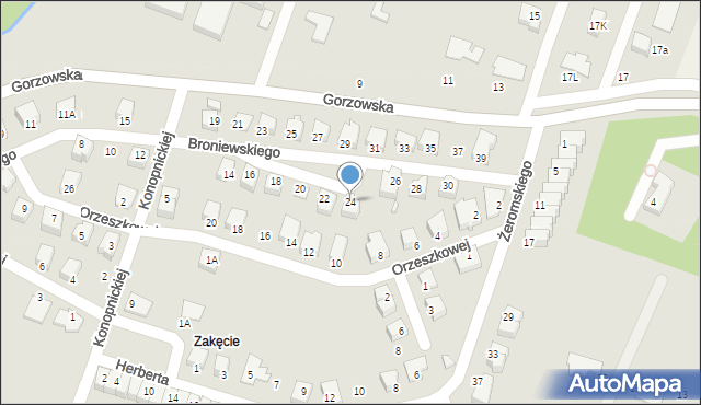 Myślibórz, Broniewskiego, 24, mapa Myślibórz