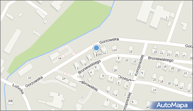 Myślibórz, Broniewskiego, 9, mapa Myślibórz
