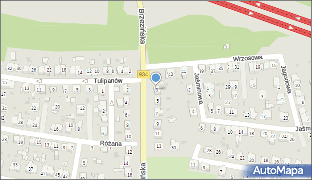 Mysłowice, Brzezińska, 3, mapa Mysłowice