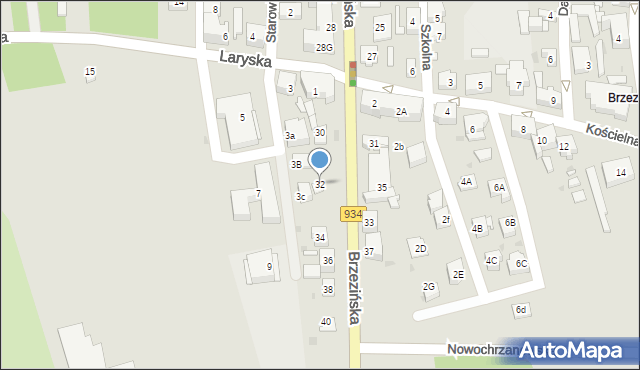 Mysłowice, Brzezińska, 32, mapa Mysłowice