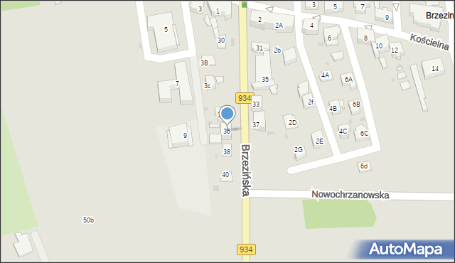 Mysłowice, Brzezińska, 36, mapa Mysłowice