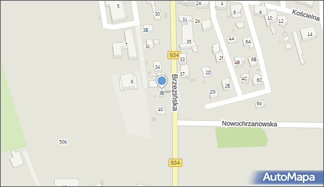 Mysłowice, Brzezińska, 38, mapa Mysłowice