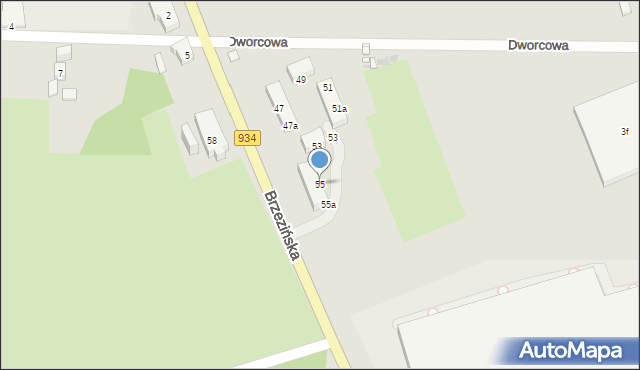 Mysłowice, Brzezińska, 55, mapa Mysłowice