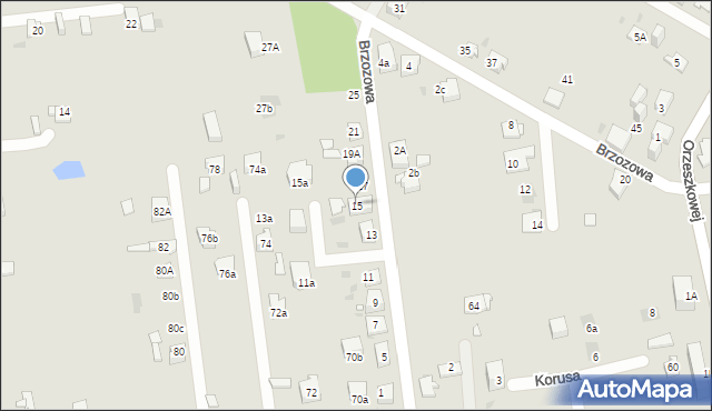 Mysłowice, Brzozowa, 15, mapa Mysłowice