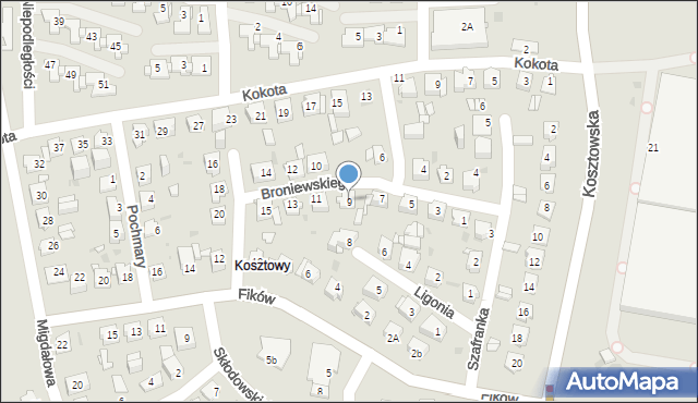Mysłowice, Broniewskiego Władysława, 9, mapa Mysłowice
