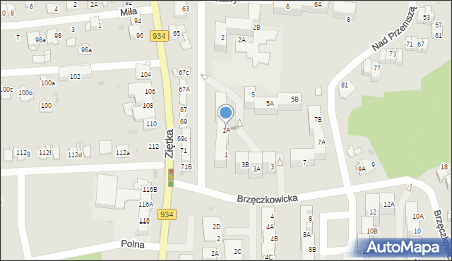 Mysłowice, Brzęczkowicka, 1A, mapa Mysłowice