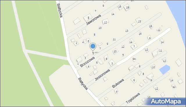 Nadole, Brzozowa, 5, mapa Nadole