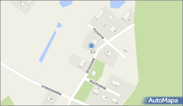 Naglady, Brzozowa, 5, mapa Naglady