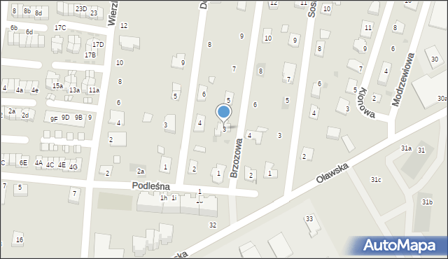 Namysłów, Brzozowa, 3, mapa Namysłów
