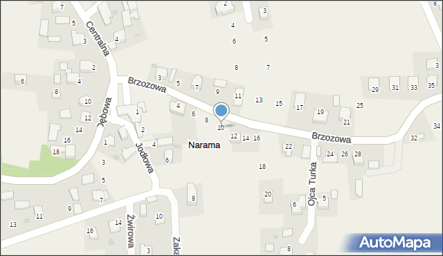 Narama, Brzozowa, 10, mapa Narama