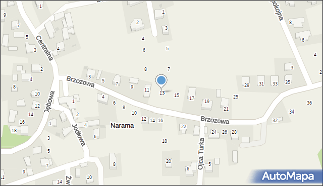 Narama, Brzozowa, 13, mapa Narama