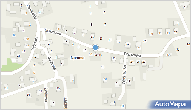 Narama, Brzozowa, 14, mapa Narama