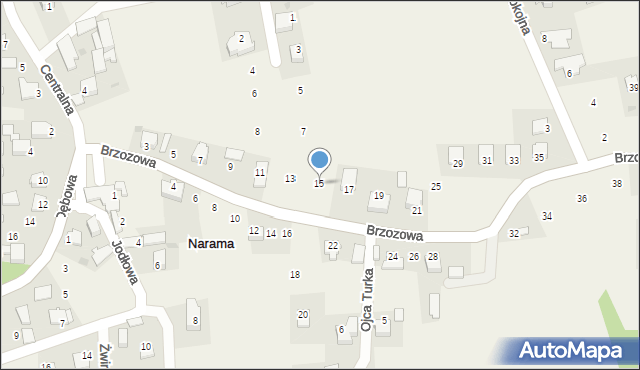 Narama, Brzozowa, 15, mapa Narama
