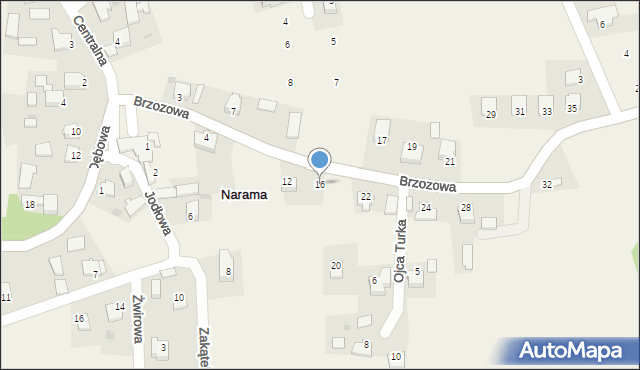 Narama, Brzozowa, 16, mapa Narama