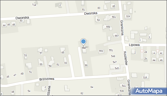 Narama, Brzozowa, 69a, mapa Narama