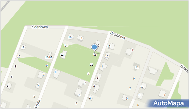 Nekla, Brzozowa, 13, mapa Nekla