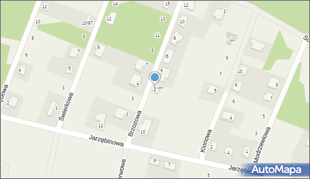 Nekla, Brzozowa, 2, mapa Nekla