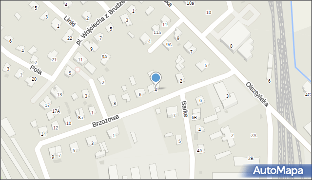 Nidzica, Brzozowa, 4, mapa Nidzica