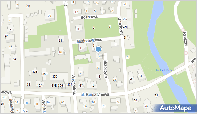 Niechorze, Brzozowa, 7, mapa Niechorze